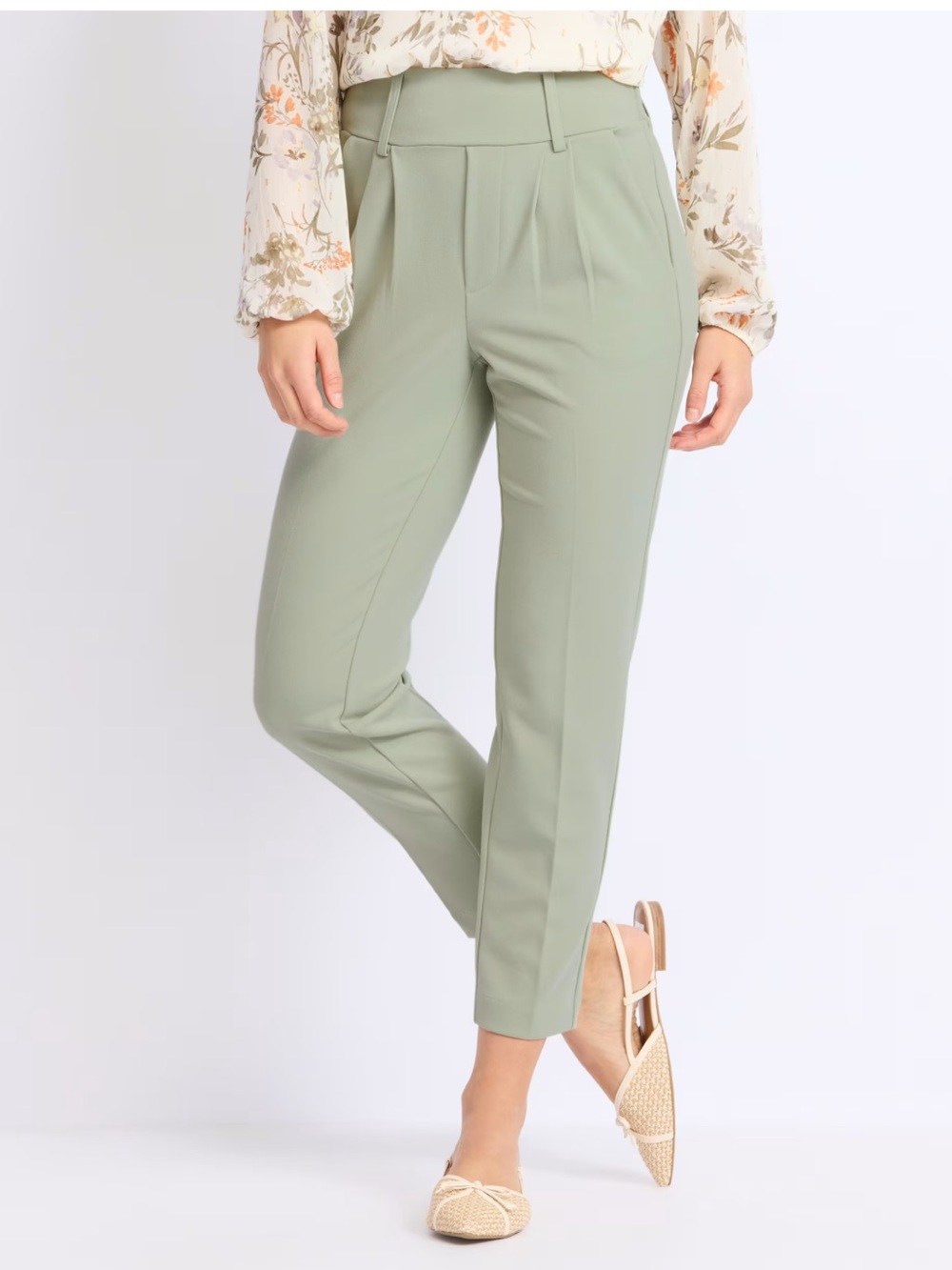 ONE5ONE Sage Green High Rise Pleated Trouser Pants M